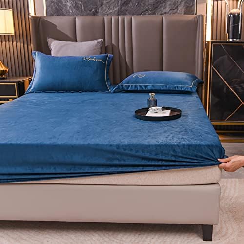 Soft Crystal Velvet Fitted Sheet for Mattress Purple 150cm200cm