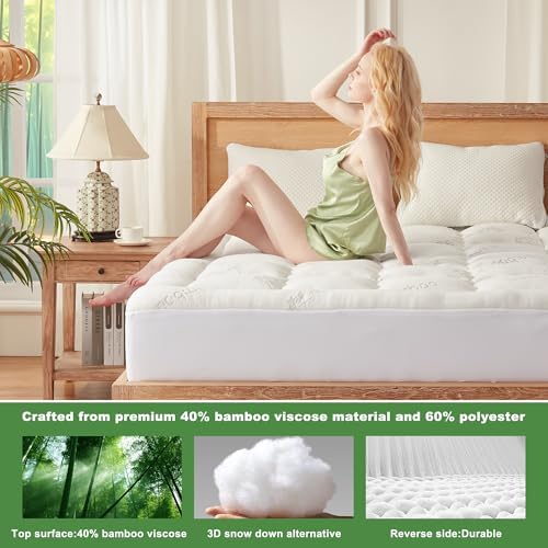 BEDLORE Queen Mattress Topper Bamboo Viscose