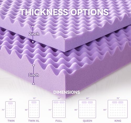 SINWEEK 2 Inch Egg Crate Memory Foam Mattress Topper Twin XL