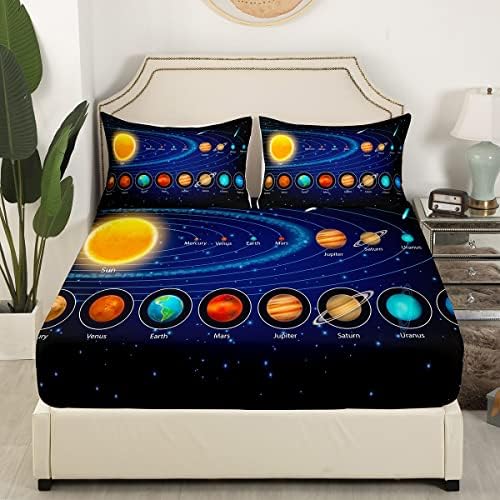 Feelyou Solar System Fitted Sheet Set with 8 Planets