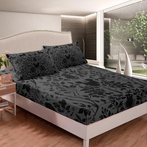 Erosebridal Victorian Damask Fitted Sheet Set Queen Size