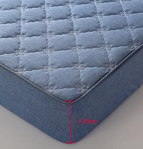 FCLDESHOP Fitted Mattress Pad Cover Pure Cotton Quilted Deep Pocket Sheet