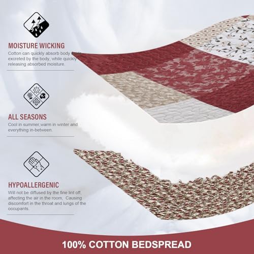 100 Cotton Queen Bedspread 120x102 Reversible Set