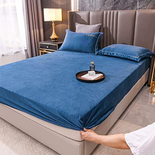 Soft Crystal Velvet Fitted Sheet for Mattress Purple 150cm200cm