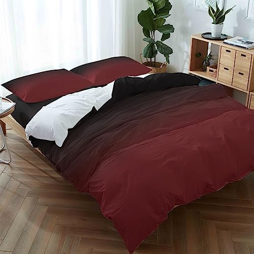 LooPoP California King Comforter Set Red Black Ombre