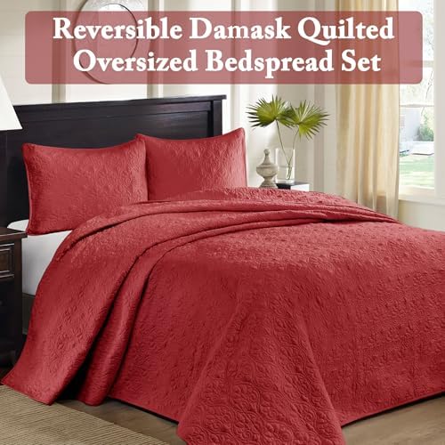 Madison Park Quebec Reversible Bedspread Set - Red Damask