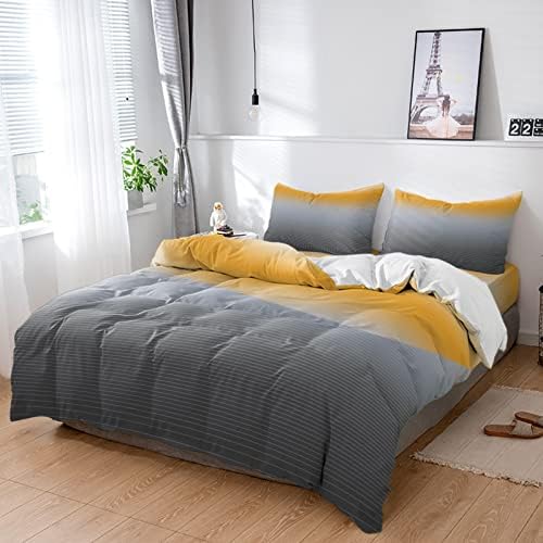LooPoP 4 Piece California King Duvet Cover Set Gradient Stripes