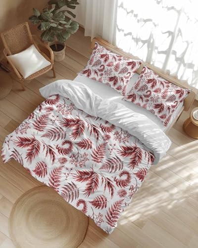 ZOE GARDEN Botanical Red Queen Duvet Cover Set 3 Piece