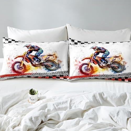 Feelyou Dirt Bike Sheet Set for Kids Queen Size