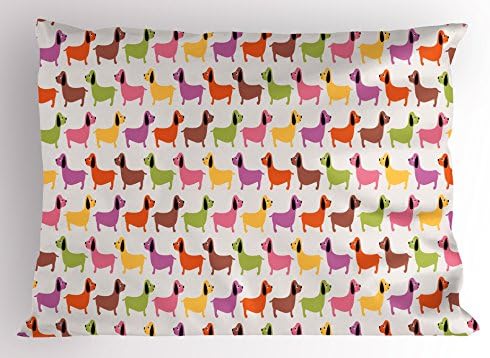 Ambesonne Dachshund Pillow Sham Multicolor Abstract Pattern