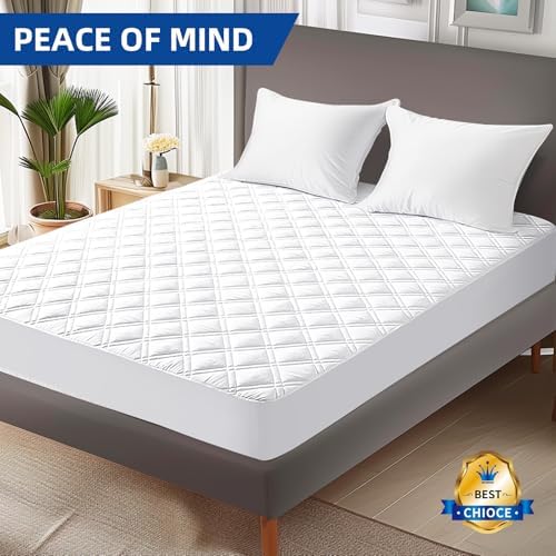 MEELUS King Mattress Protector Waterproof Breathable Fitted Deep Pocket 8-21