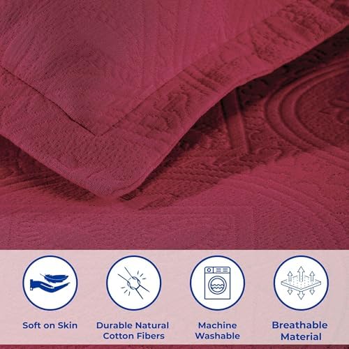 Superior 2 Piece Celtic Circle Cotton Bedspread Set Twin Burgundy