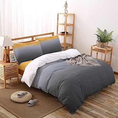 LooPoP 4 Piece California King Duvet Cover Set Gradient Stripes