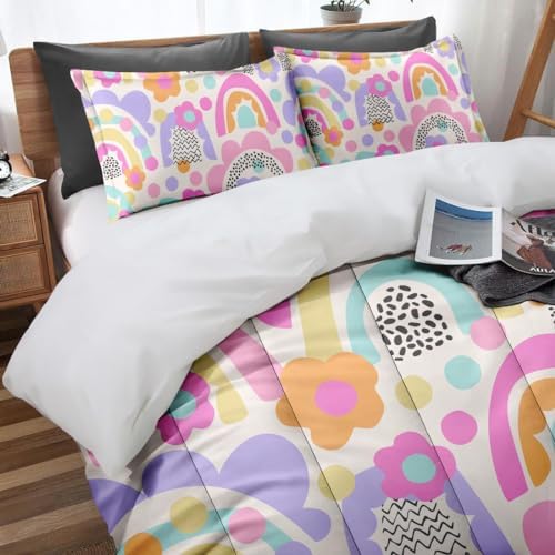 Nesphy Rainbow Daisy Comforter Set 3 Piece 1