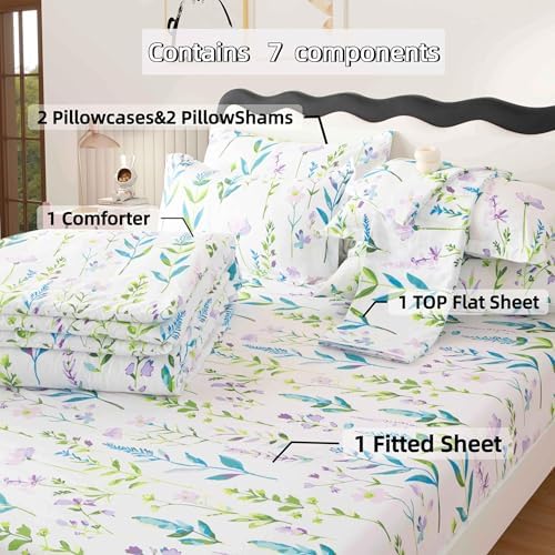 SDY 7PCS Floral Comforter Set for Kids