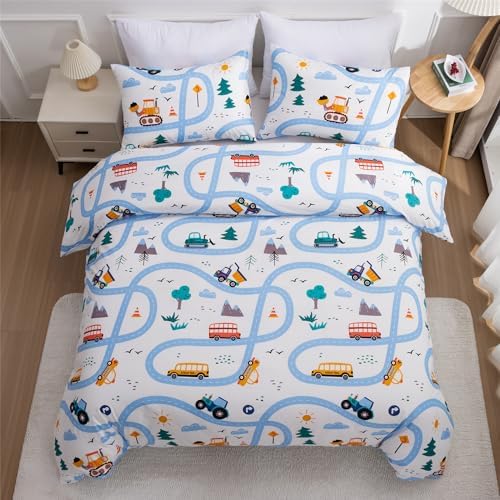 Car Kids Comforter Set Twin Size 3 Piece
