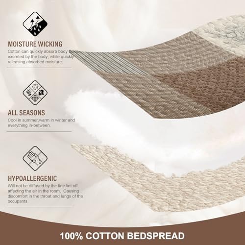 100 Cotton Queen Bedspread Set 120x102 Reversible Plaid Paisley