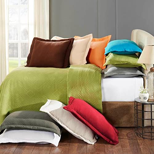 Superior 100 Cotton Geometric Fret Bedspread Set Queen Bisque
