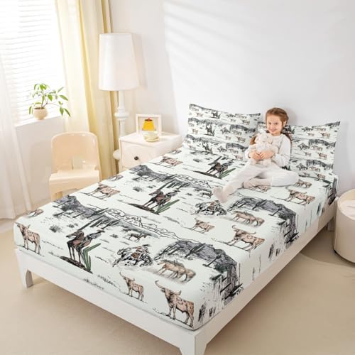 Castle Fairy Western Cowboy Queen Fitted Sheet Set