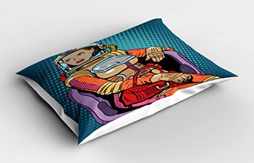 Ambesonne Astronaut Pillow Sham - 26 x 20 Petrol Blue
