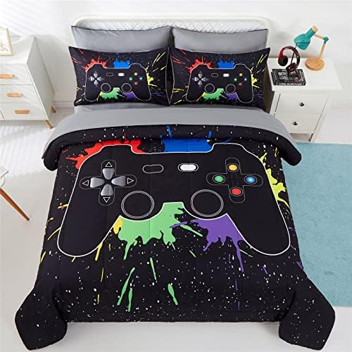 KAKKI 5 Piece Boys Gamer Comforter Set with Sheets
