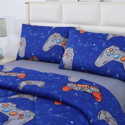 SDIII 3PCS Blue Gaming Comforter Set