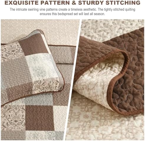 100 Cotton Queen Bedspread Set 120x102 Reversible Plaid Paisley