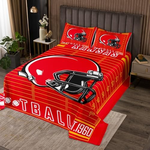 Feelyou American Football Bedspread Set for Boys Girls - Queen Size