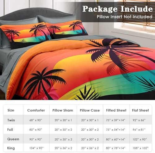 Pamnest Beach Sunset Comforter Set King Size 7 Pcs