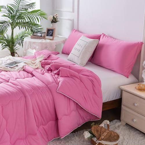 COTTEBED Ultra-Soft Comforter Set Twin XL Rose Pink