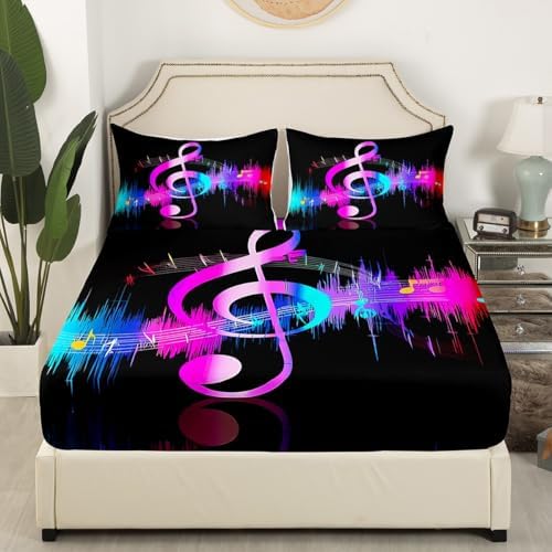 Feelyou Music Note Bed Sheet Set Queen 1