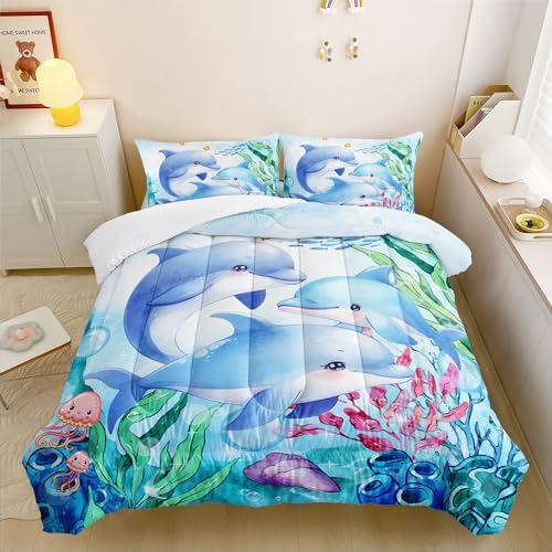 Ocean Animal Theme 3pc Comforter Set for Kids