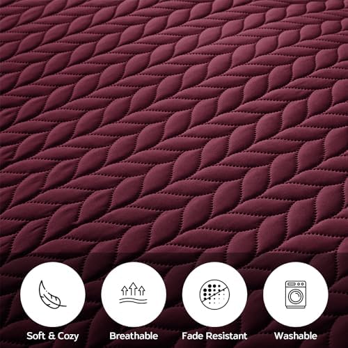 MOONLIGHT20015 Bedspread Set Queen Size 90x96 - 2 Pillow Shams Reversible Microfiber