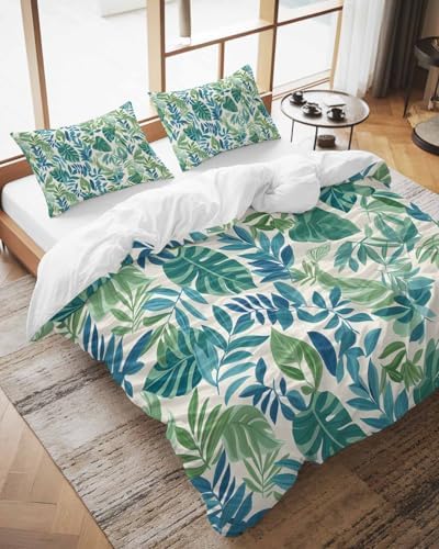 ZOE GARDEN Palm Leaves Queen Duvet Cover Set