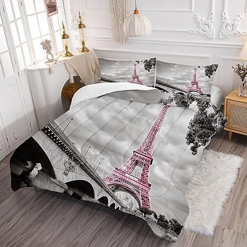 Kxry Paris Eiffel Tower Comforter Set King Size