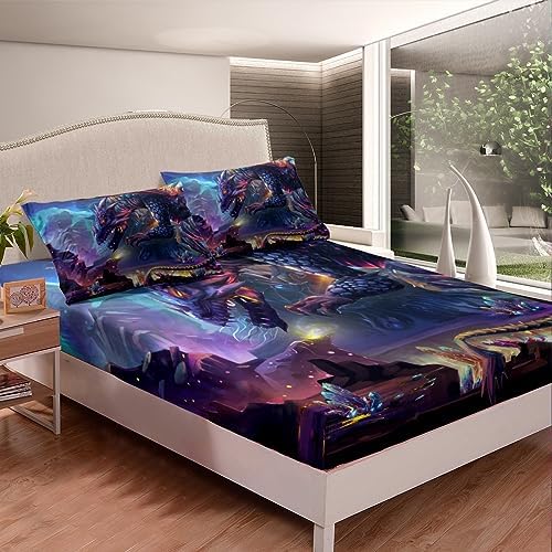 Feelyou Kids Fire Dragon Bed Sheets Set