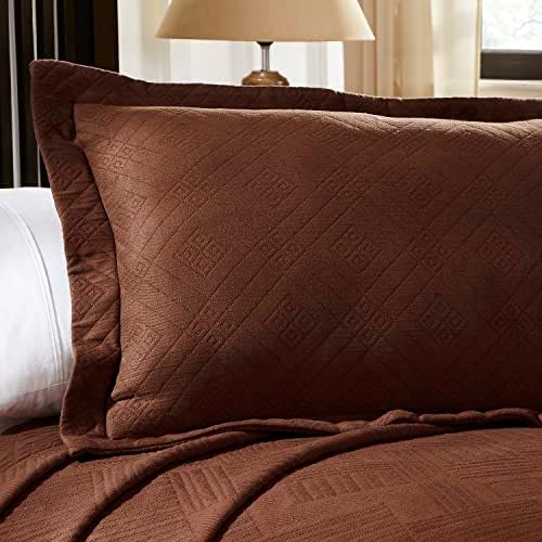 Superior 100 Cotton Geometric Bedspread Set King Cappuccino
