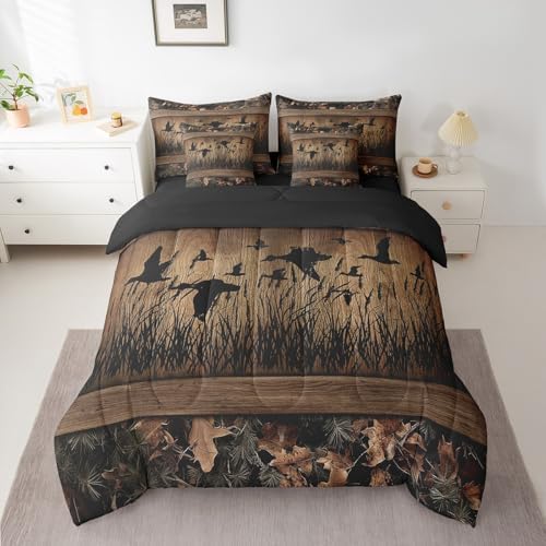 Erosebridal 7-Piece Camo Mallard Duck Comforter Set for Kids