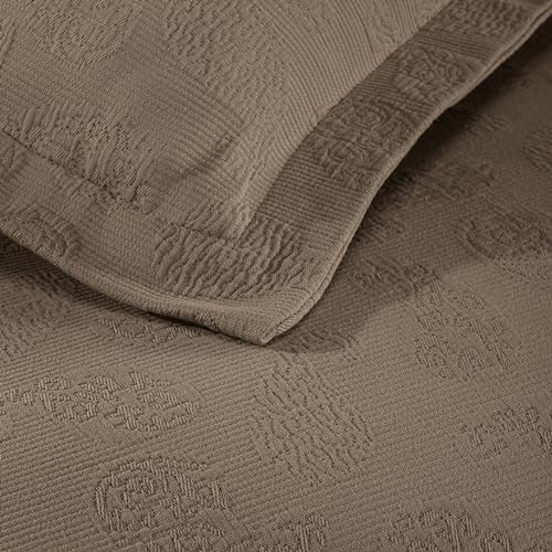 Superior Paisley 3 Piece Cotton Bedspread Set Full Taupe 1