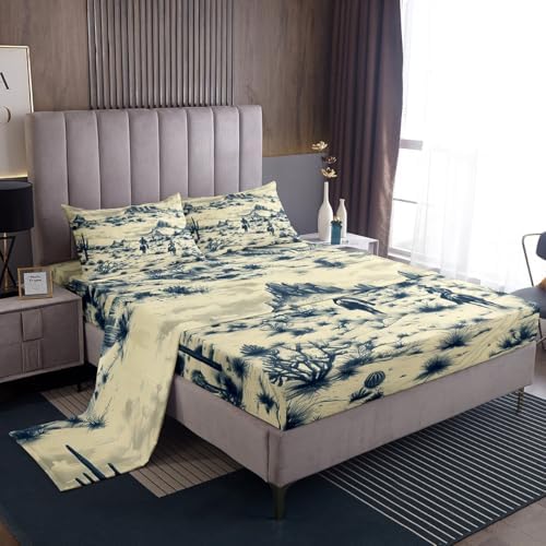 Feelyou Kids Western Bed Sheet Set Queen Size 4Pcs