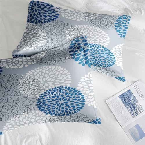 Culudea Blue Floral Comforter Set King Size