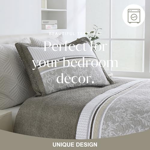 FineStichery King Bedspread Quilt 128 x 120 3 Piece Set