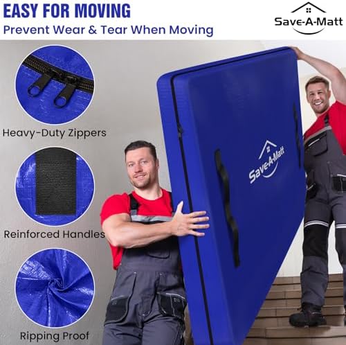 SaveAMatt Queen Mattress Bag - Durable Waterproof Tarp with Handles