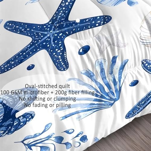 DJNEAR Blue Coastal Comforter Set King 1