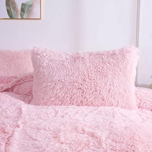 Chovy Light Pink Faux Fur Comforter Set 3PC