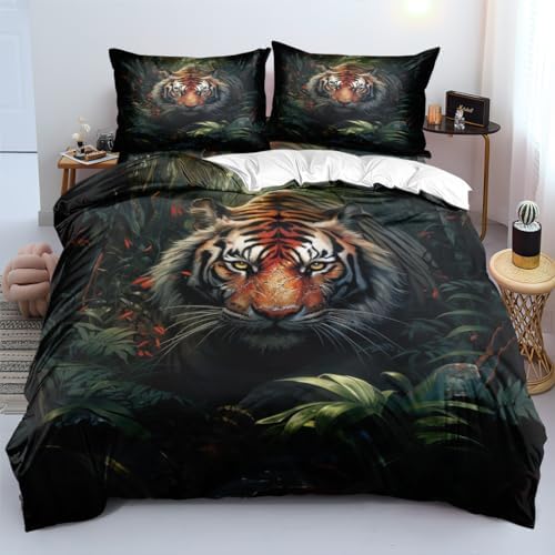Black Tiger Print Twin Bedding Set for Kids