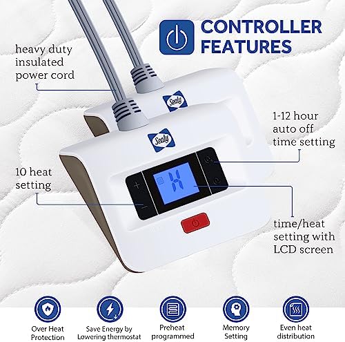 Sealy Heated Mattress Pad Queen Size with Dual Controller