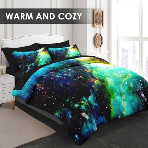 Pamnest King Size Comforter Set with Space Blue Star Design