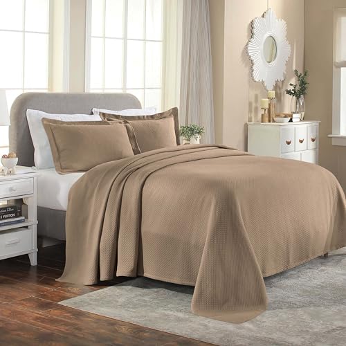 Superior Solitaire Cotton 3-Piece Bedspread Set Queen Taupe