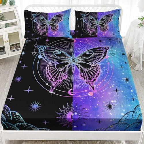 Smell Sunshine Black Blue Butterfly 4Pcs Kids Bedding Set